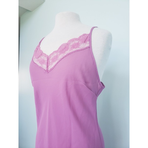 VTG 90s Ice Women's M Pink Purple Slip Dress Midi Gown Lingerie Lace Y2K Sheer - Picture 8 of 11